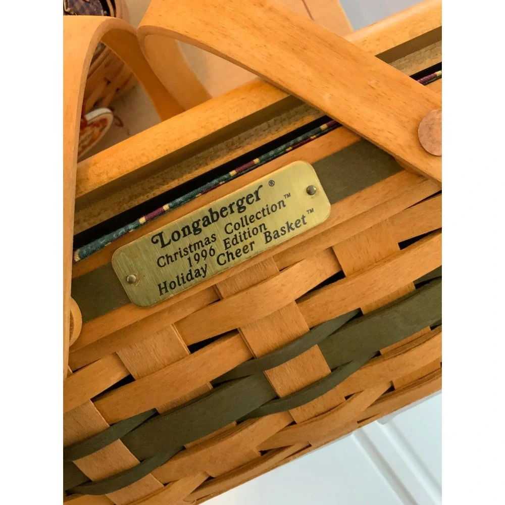 Longaberger 1996 Christmas Collection Holiday Cheer Basket Lid 2 Liner Protector